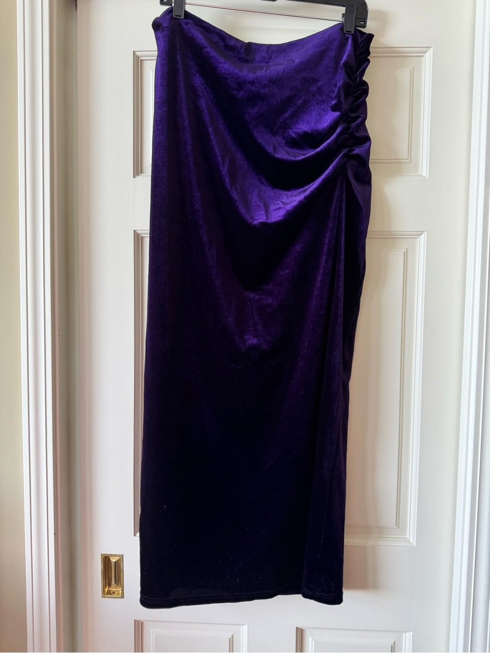 EARTHBOUND Deep Purple Velvet Ruched Maxi Skirt